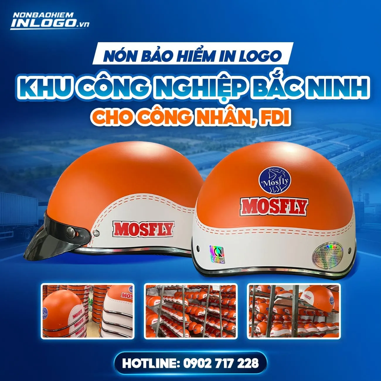 Mũ bảo hiểm in logo khu công nghiệp Bắc Ninh cho công nhân, doanh nghiệp FDI