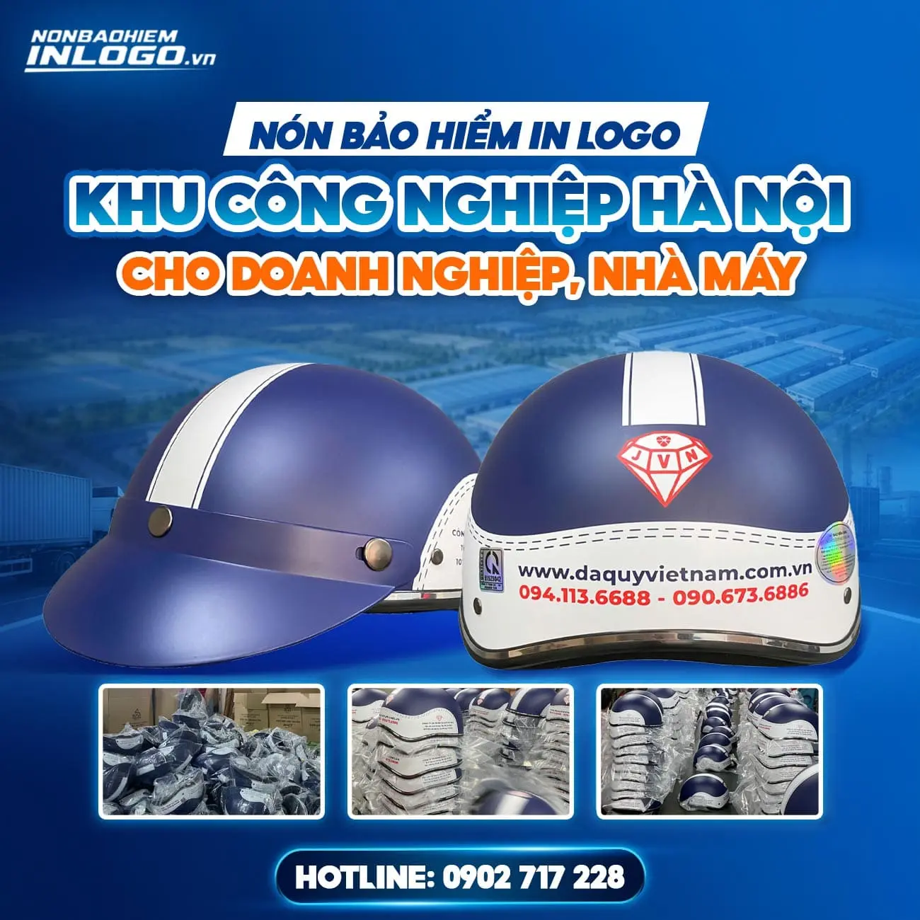 Mũ bảo hiểm in logo khu công nghiệp Hà Nội cho doanh nghiệp, nhà máy, công nhân