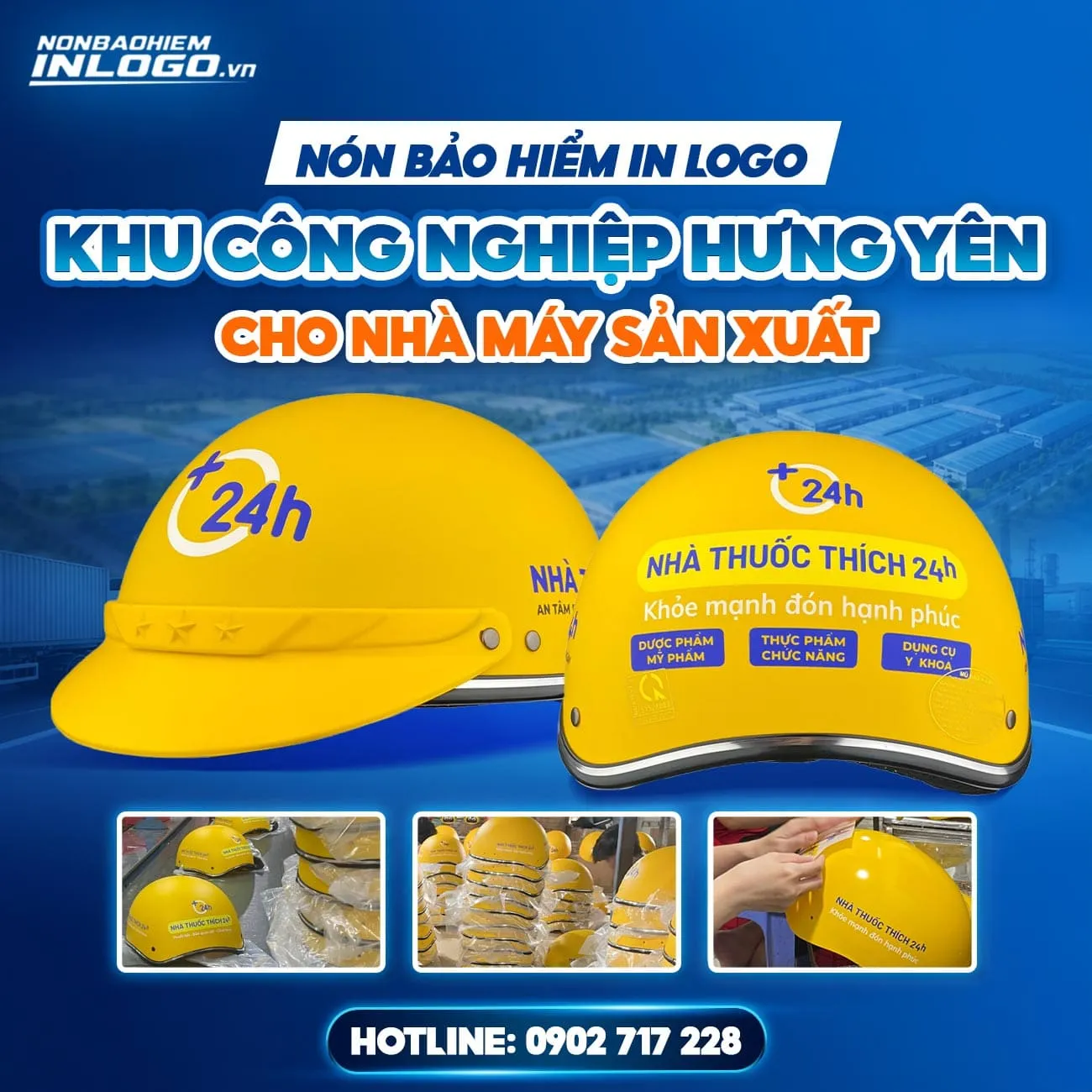 Mũ bảo hiểm in logo khu công nghiệp Hưng Yên cho nhà máy, xí nghiệp