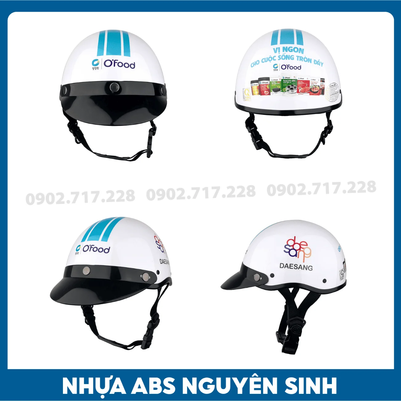 Nón bảo hiểm in logo Thực phẩm O’Food