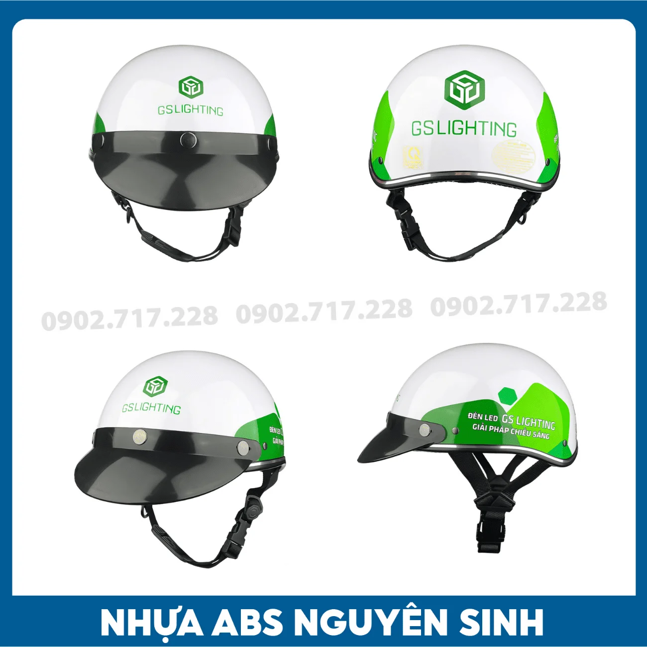 Nón bảo hiểm in logo Đèn led GS Lighting