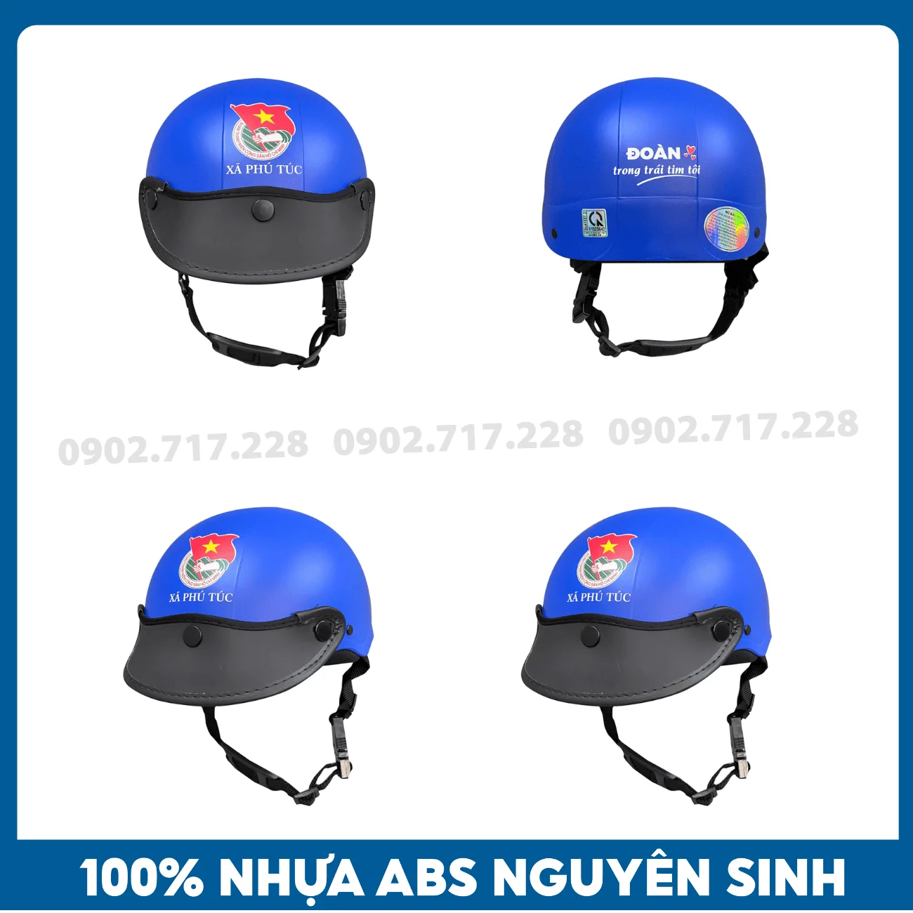 Nón bảo hiểm in logo Đoàn xã Phú Túc