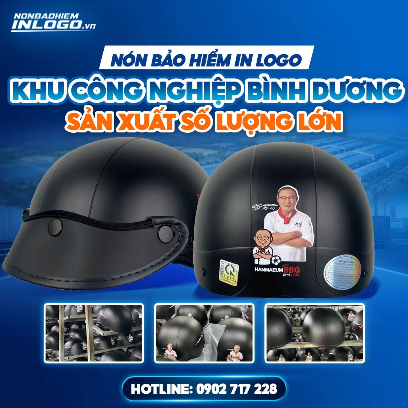 Nón bảo hiểm in logo khu công nghiệp Bình Dương cho công nhân và doanh nghiệp
