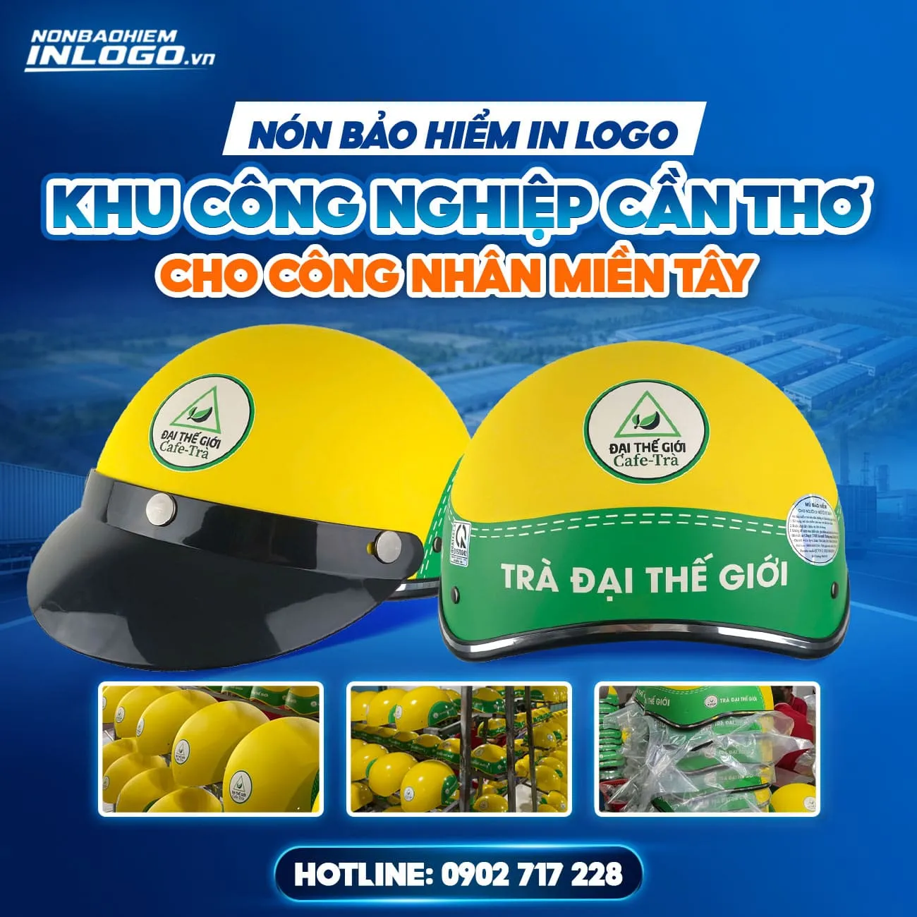 Nón bảo hiểm in logo khu công nghiệp Cần Thơ cho doanh nghiệp miền Tây