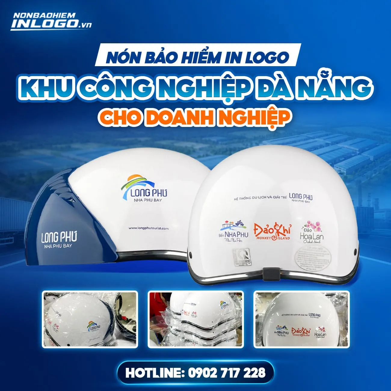 Nón bảo hiểm in logo khu công nghiệp Đà Nẵng cho doanh nghiệp sản xuất, công nghệ
