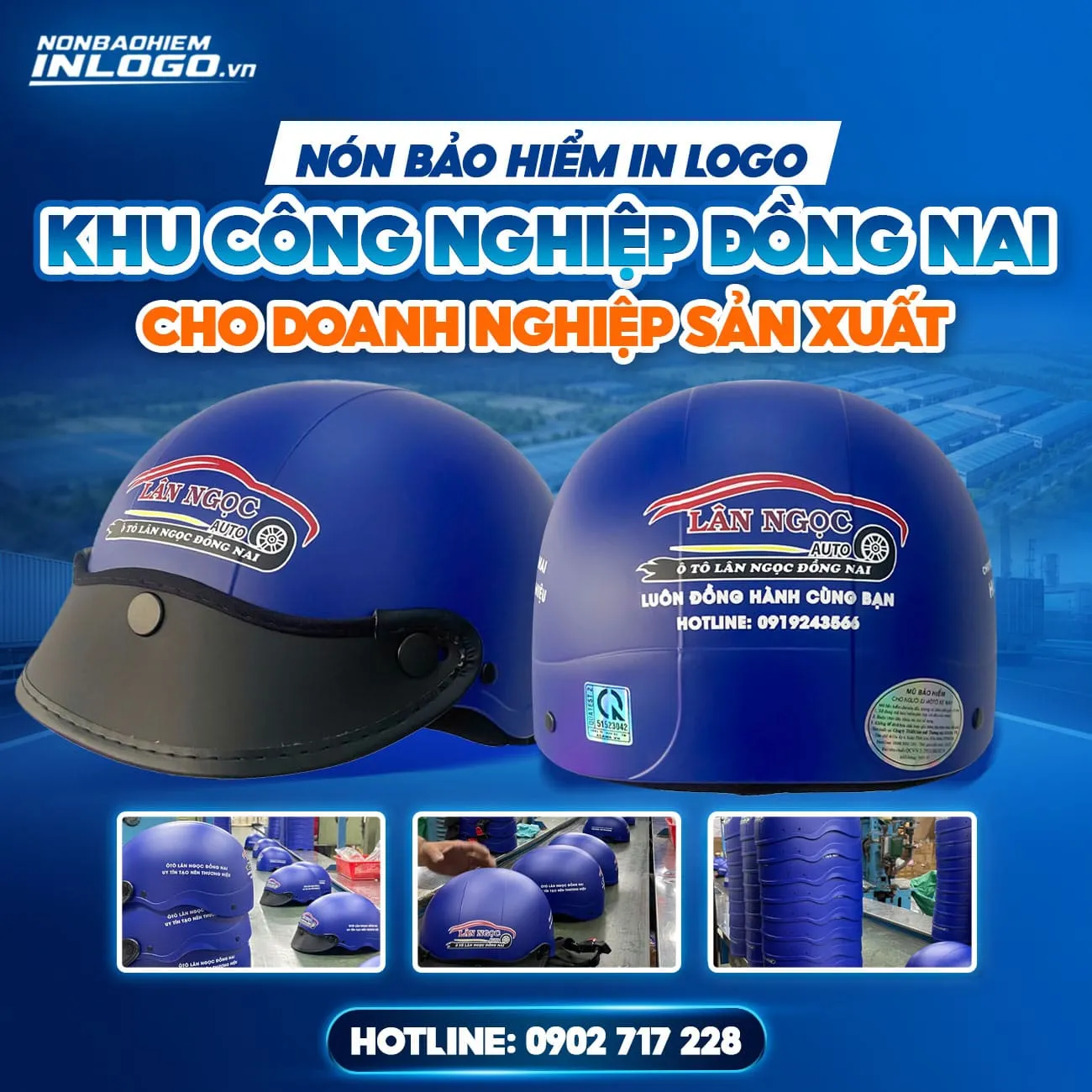 Nón bảo hiểm in logo khu công nghiệp Đồng Nai cho nhà máy, xí nghiệp, công đoàn