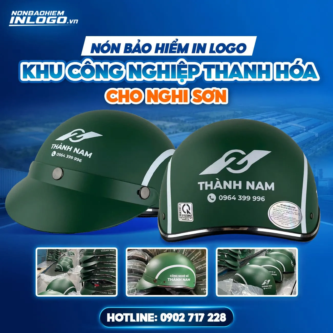 Nón bảo hiểm in logo khu công nghiệp Thanh Hóa cho Nghi Sơn, nhà máy