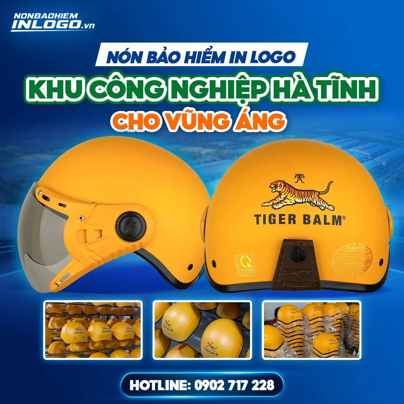 Nón bảo hiểm in logo khu công nghiệp Hà Tĩnh cho công nhân Vũng Áng
