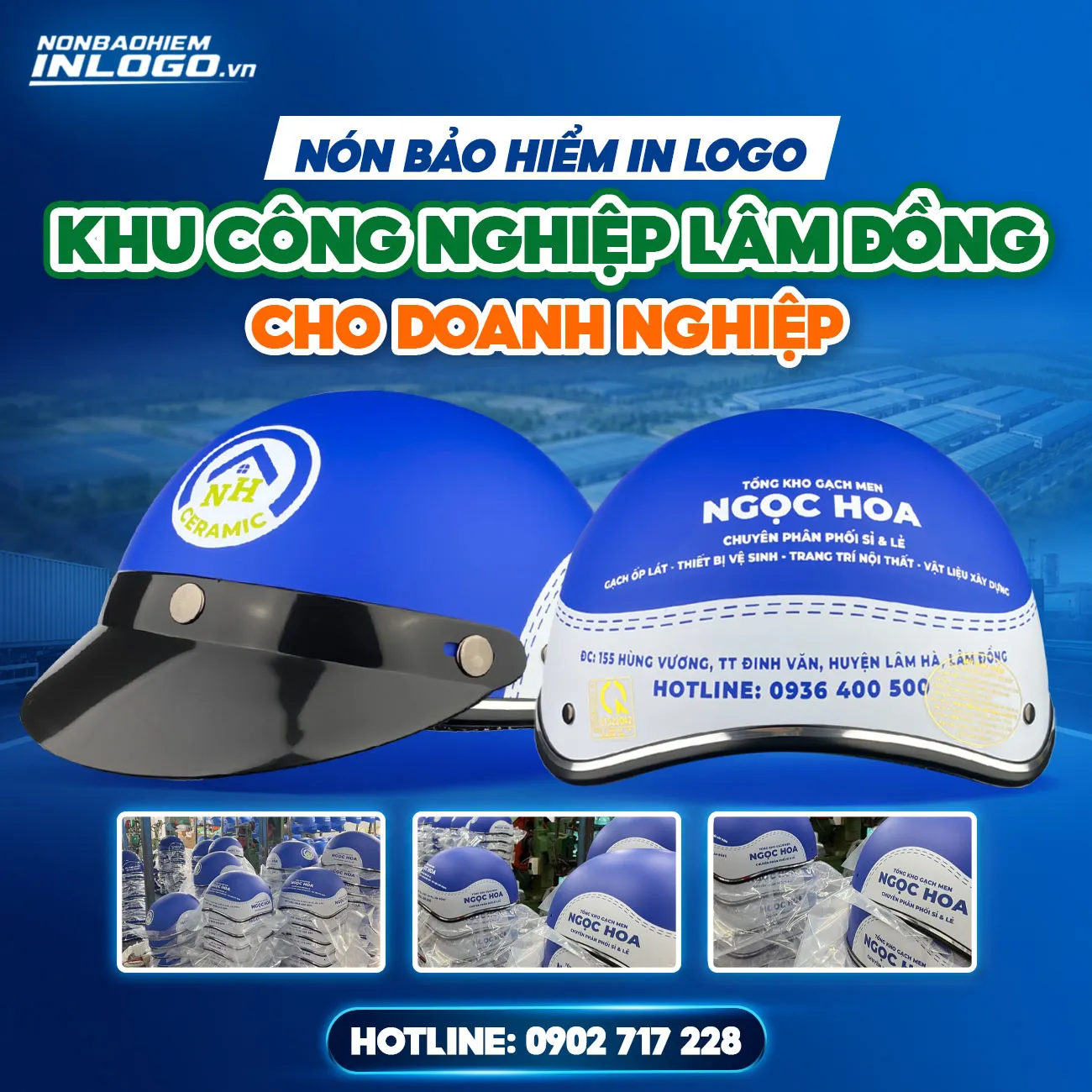 Nón bảo hiểm in logo khu công nghiệp Lâm Đồng cho doanh nghiệp cao nguyên
