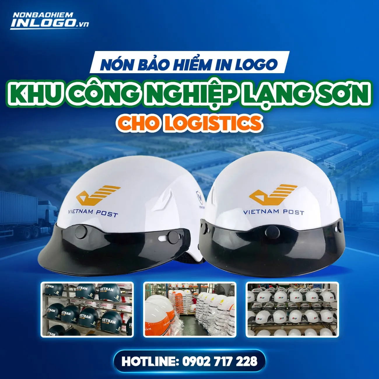 Mũ bảo hiểm in logo khu công nghiệp Lạng Sơn cho logistics cửa khẩu